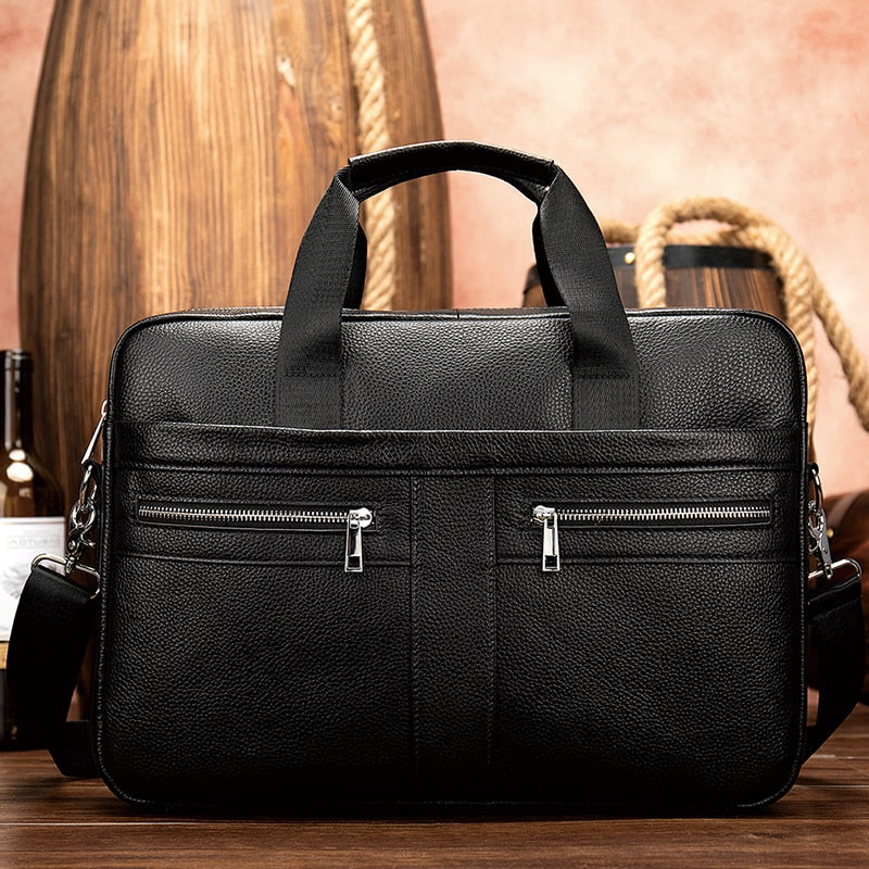 Genuine Leather Business Messenger Women Men Bag