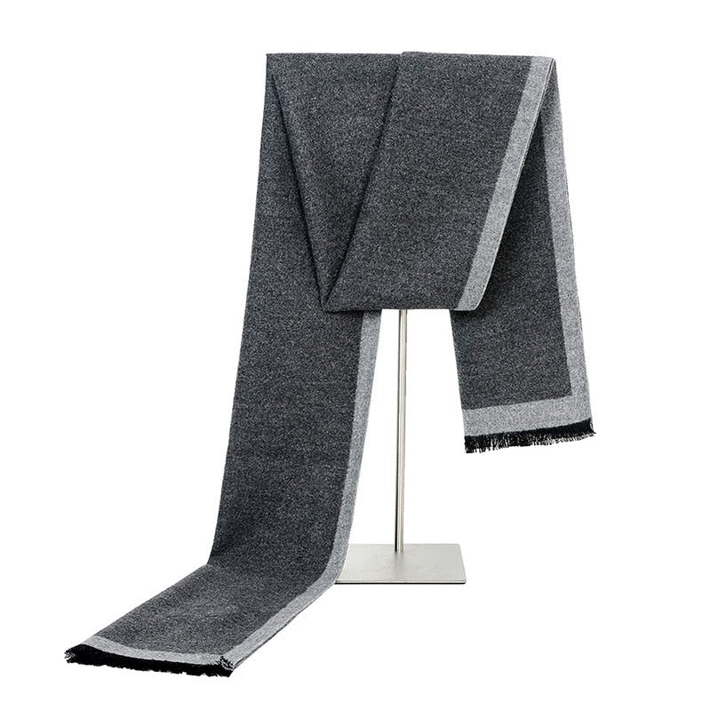 Winter Men's gift Gray Striped Scarves