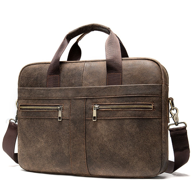 Genuine Leather Business Messenger Women Men Bag