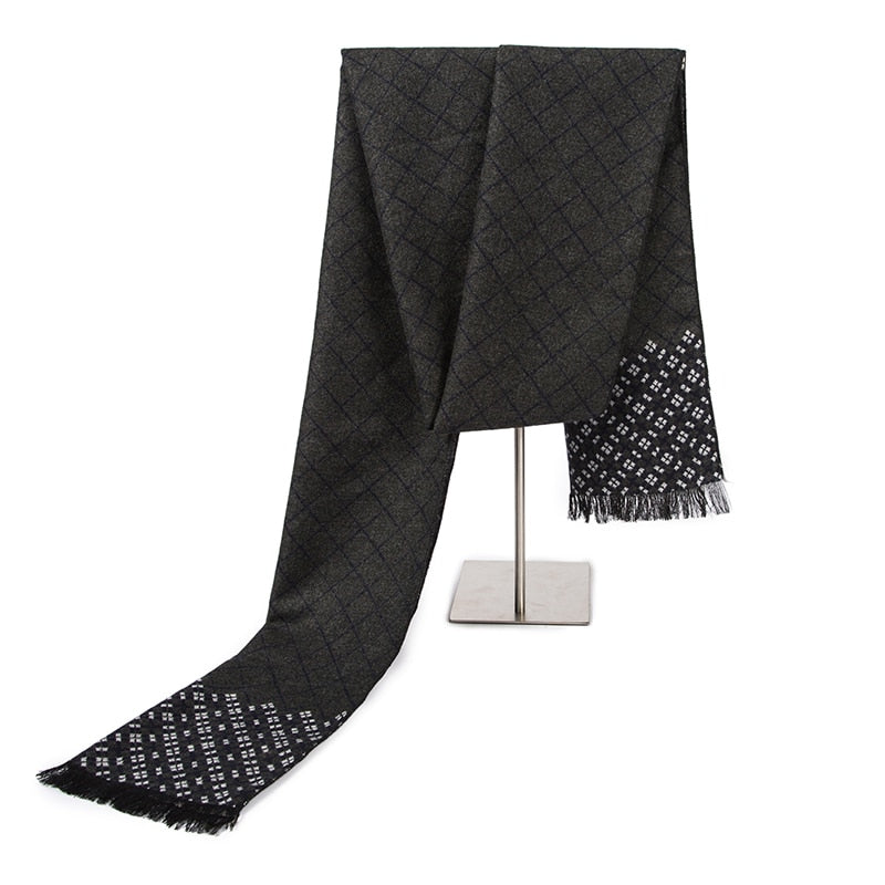 Winter Men's gift Gray Striped Scarves