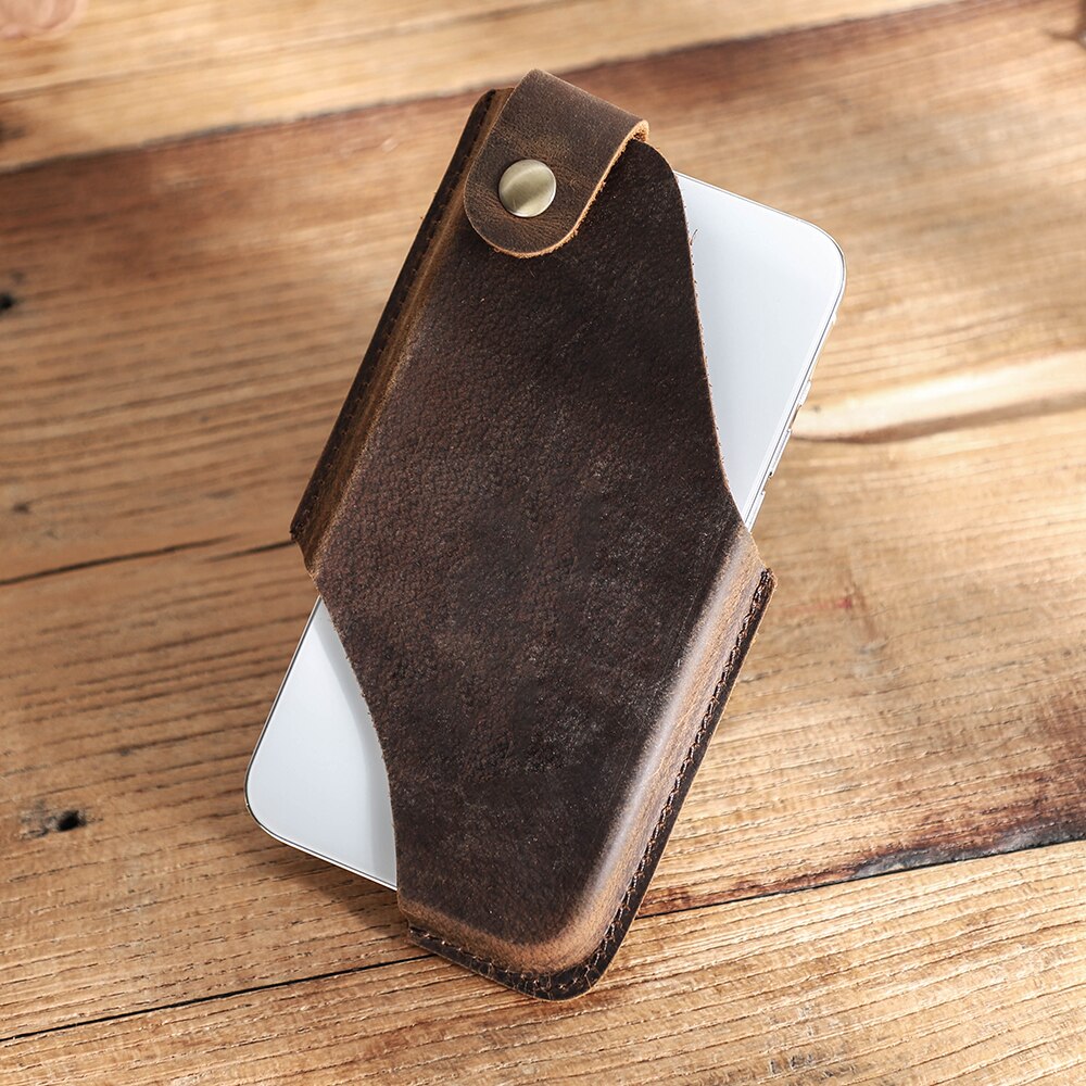 Leather Men Phone Waist Case Bag