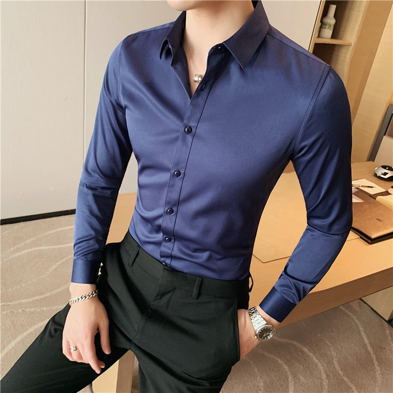 British Style Long Sleeve Shirt Men