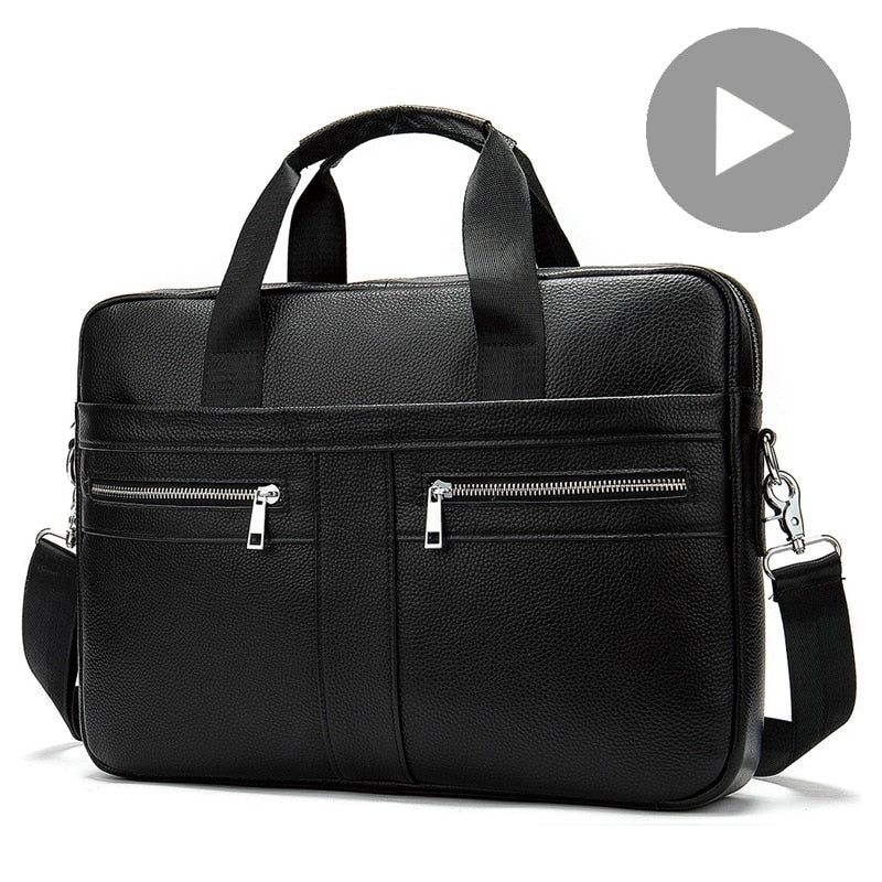 Genuine Leather Business Messenger Women Men Bag